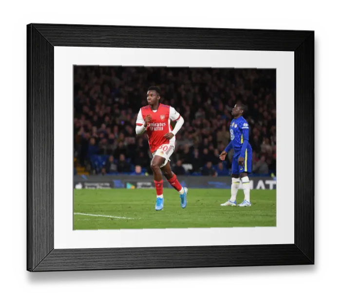 Framed Print : Arsenal's Eddie Nketiah Scores Third Goal in Thrilling Chelsea Victory, Premier League 2021-22