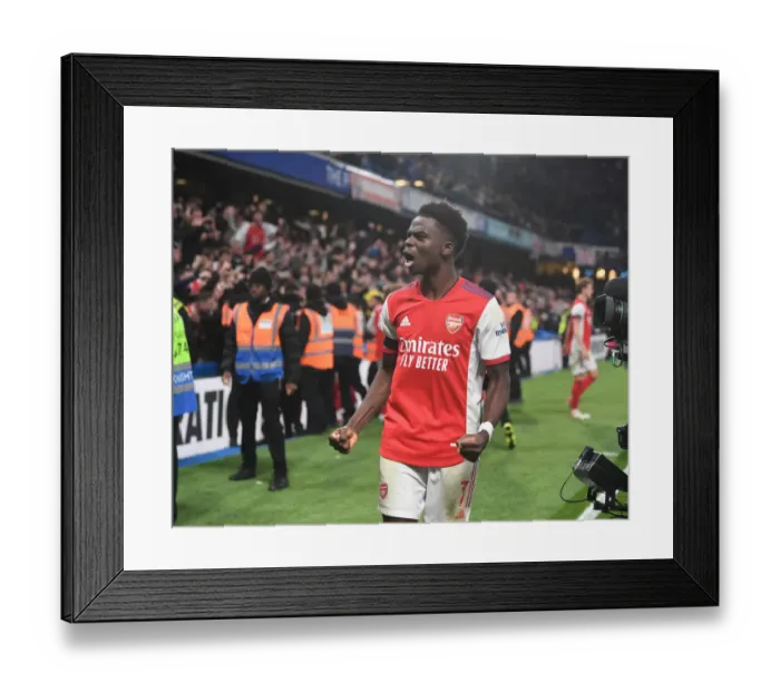 Framed Print : Bukayo Saka's Four-Goal Blitz: Chelsea vs. Arsenal, Premier League 2021-22