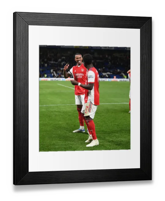 Framed Print : Arsenal's Four-Goal Blitz: Saka and Gabriel's Triumphant Celebration vs. Chelsea (April 2022) Framed Print : Arsenal's Four-Goal Blitz: Saka and Gabriel's Triumphant Celebration vs. Chelsea (April 2022)