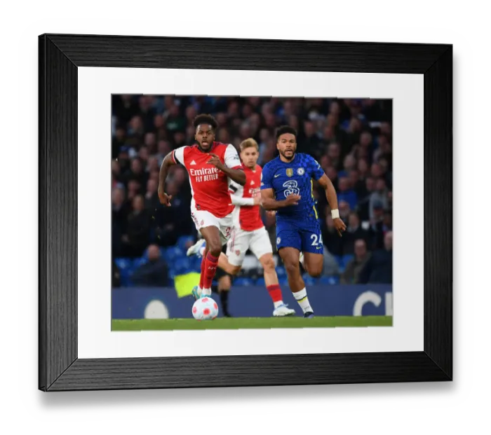 Framed Print : Nuno Tavares Surges Past Reece James: Intense Battle at Stamford Bridge - Chelsea vs Arsenal, Premier League 2021-22