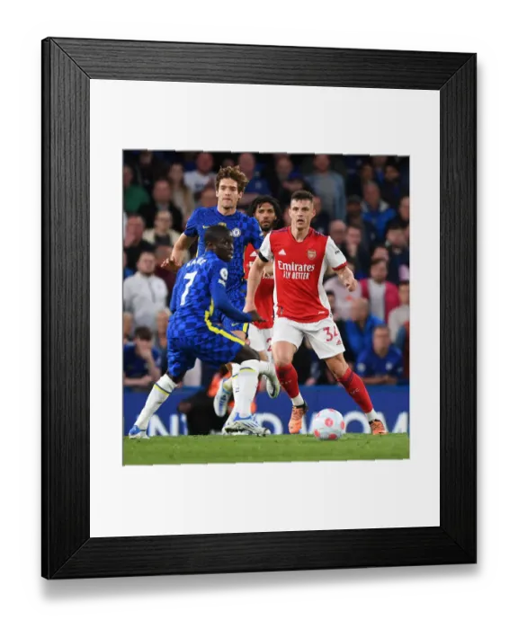 Framed Print : Xhaka vs. Kante: Battle in the Heart of the Battlefield - Chelsea vs. Arsenal, Premier League 2021-22