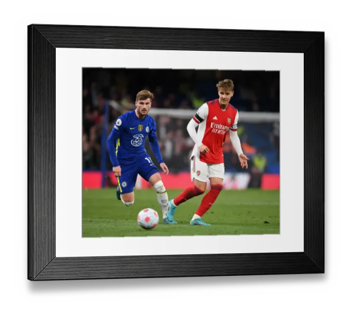 Framed Print : Martin Odegaard Outmaneuvers Timo Werner: Chelsea vs. Arsenal, Premier League 2021-22 Framed Print : Martin Odegaard Outmaneuvers Timo Werner: Chelsea vs. Arsenal, Premier League 2021-22