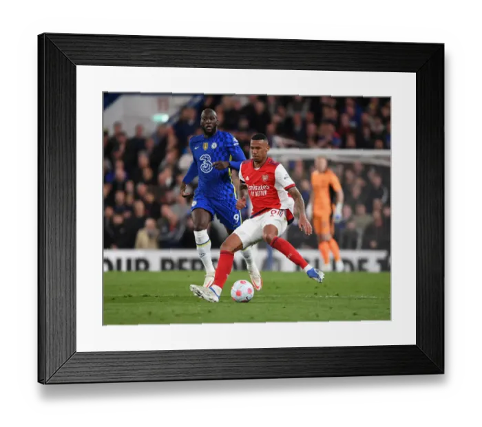 Framed Print : Gabriel vs. Lukaku: Intense Clash Between Chelsea and Arsenal in the Premier League
