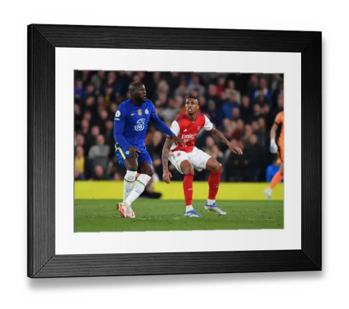 Framed Print : Gabriel vs Lukaku: Intense Rivalry in Chelsea vs Arsenal Premier League Clash