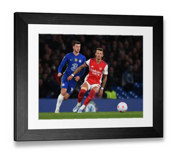 Framed Print : Clash at Stamford Bridge: Ben White vs. Mason Mount in Premier League Showdown Framed Print : Clash at Stamford Bridge: Ben White vs. Mason Mount in Premier League Showdown