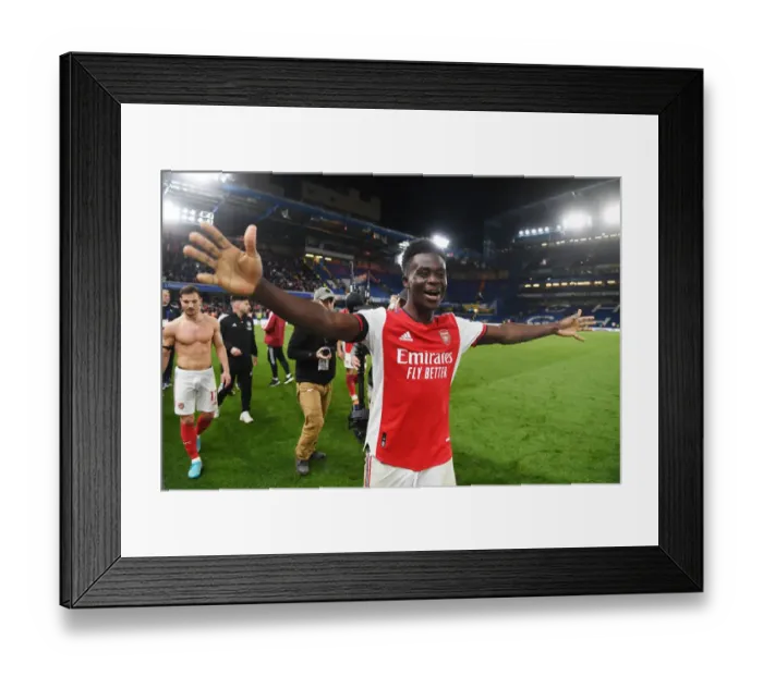 Framed Print : Bukayo Saka's Triumph: Chelsea vs. Arsenal, Premier League 2021-22