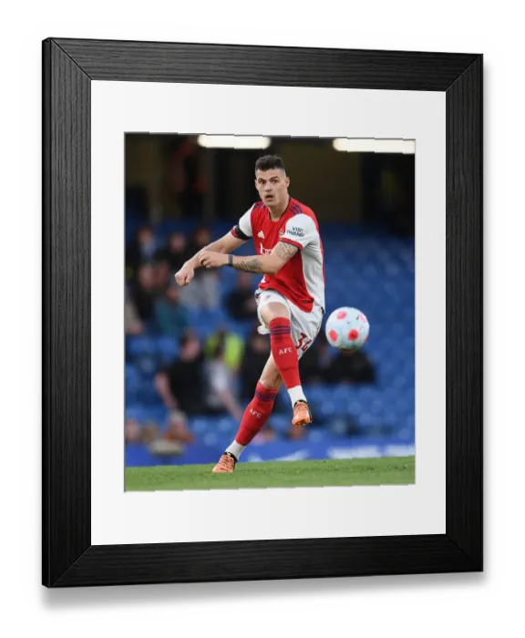 Framed Print : Granit Xhaka in Action: Chelsea vs. Arsenal, Premier League 2021-22