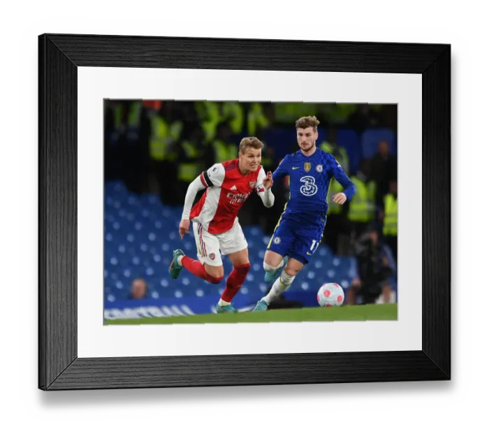 Framed Print : Clash of Stars: Odegaard vs. Werner - Chelsea vs. Arsenal, Premier League 2021-22