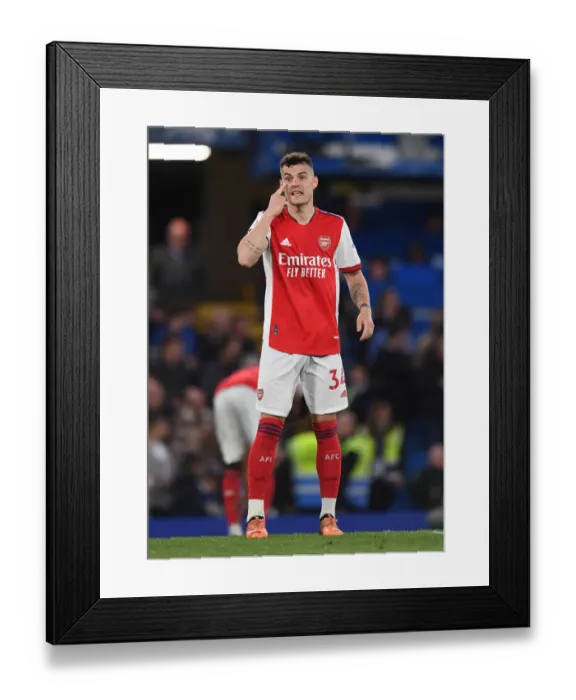 Framed Print : Granit Xhaka in Action: Chelsea vs. Arsenal - Intense Premier League Showdown at Stamford Bridge, 2021-22 Framed Print : Granit Xhaka in Action: Chelsea vs. Arsenal - Intense Premier League Showdown at Stamford Bridge, 2021-22