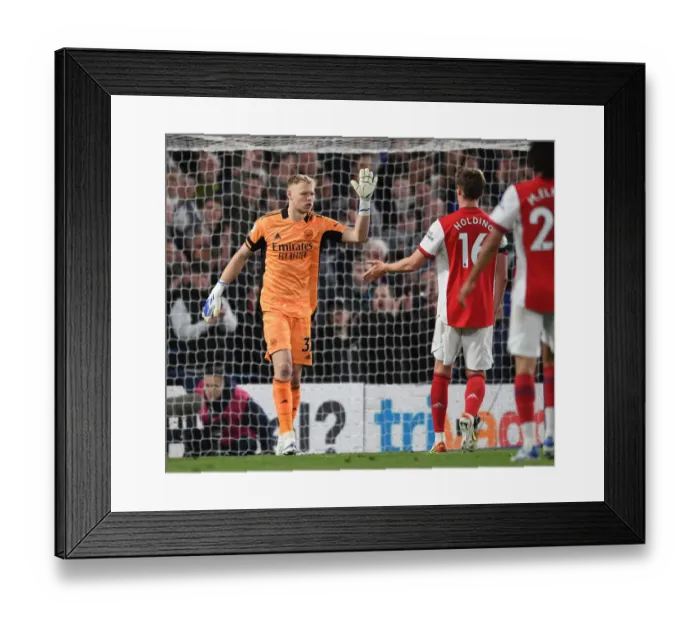 Framed Print : Arsenal: Ramsdale and Holding Celebrate on the Field during Chelsea Clash (2021-22)