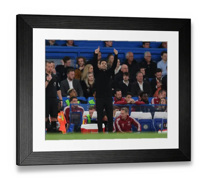 Framed Print : Mikel Arteta's Determined Standoff at Stamford Bridge: Chelsea vs. Arsenal, Premier League 2021-22 Framed Print : Mikel Arteta's Determined Standoff at Stamford Bridge: Chelsea vs. Arsenal, Premier League 2021-22