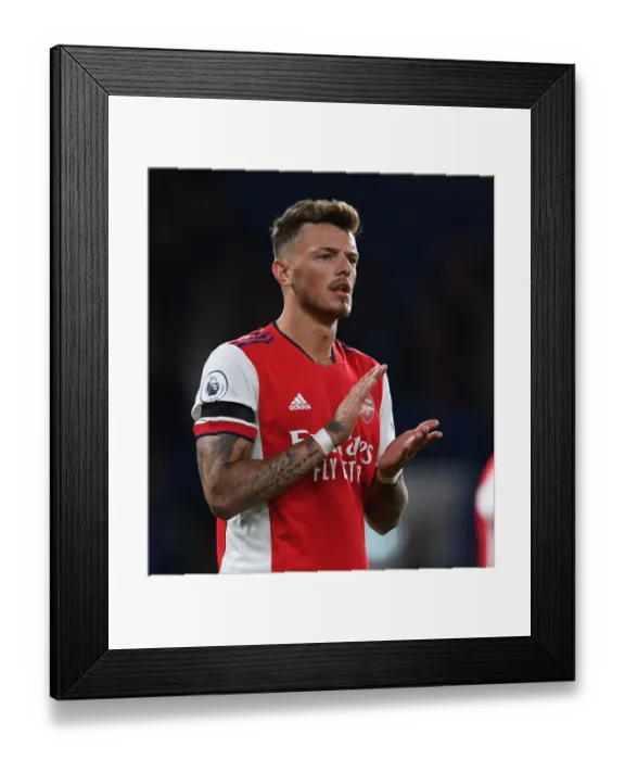 Framed Print : Arsenal's Ben White Faces Off Against Chelsea at Stamford Bridge - Premier League 2021-22