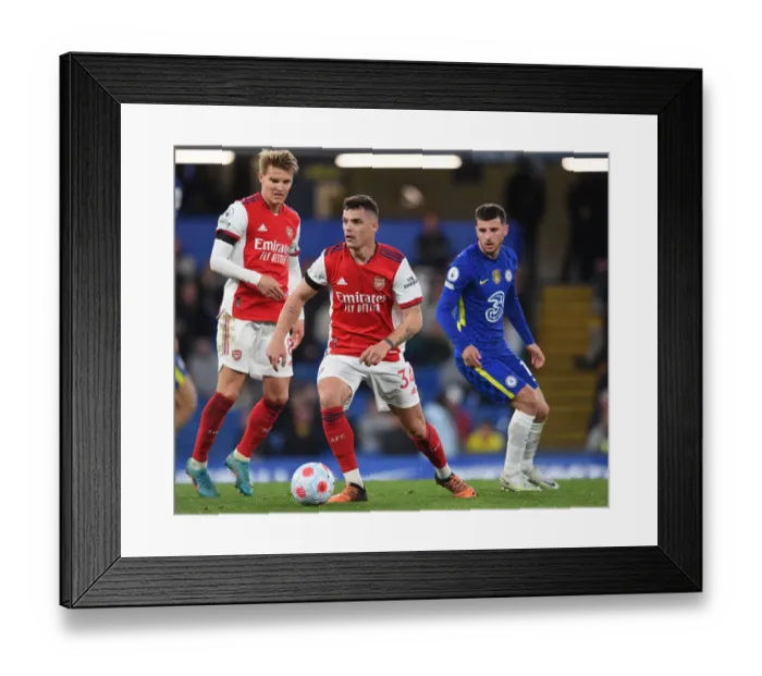 Framed Print : Granit Xhaka: In Action Against Chelsea, Premier League 2021-22 Framed Print : Granit Xhaka: In Action Against Chelsea, Premier League 2021-22