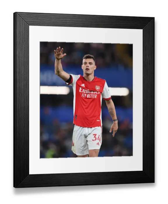 Framed Print : Granit Xhaka in Action: Chelsea vs. Arsenal, Premier League 2021-22 Framed Print : Granit Xhaka in Action: Chelsea vs. Arsenal, Premier League 2021-22