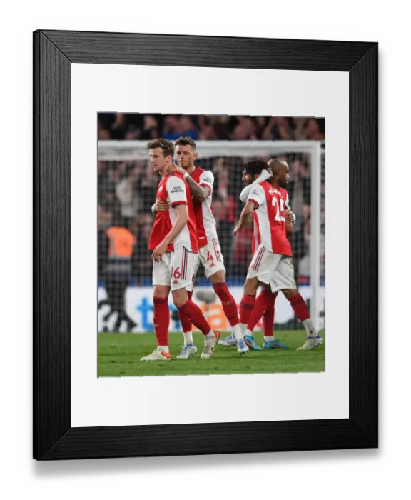 Framed Print : Arsenal's Holding and White Share a Moment after Chelsea Showdown (2021-22)