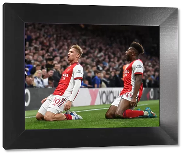 Arsenal's Smith Rowe and Tavares Celebrate Second Goal Against Chelsea (2021-22)