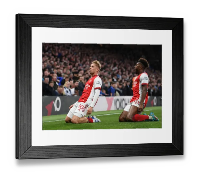Framed Print : Arsenal's Smith Rowe and Tavares Celebrate Second Goal Against Chelsea (2021-22) Framed Print : Arsenal's Smith Rowe and Tavares Celebrate Second Goal Against Chelsea (2021-22)