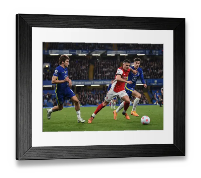 Framed Print : Xhaka vs. Alonso & Havertz: Battle at Stamford Bridge - Premier League Showdown between Chelsea and Arsenal (2021-22)