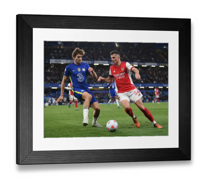 Framed Print : Clash at Stamford Bridge: Xhaka vs. Alonso in Premier League Showdown (Chelsea v Arsenal 2021-22)