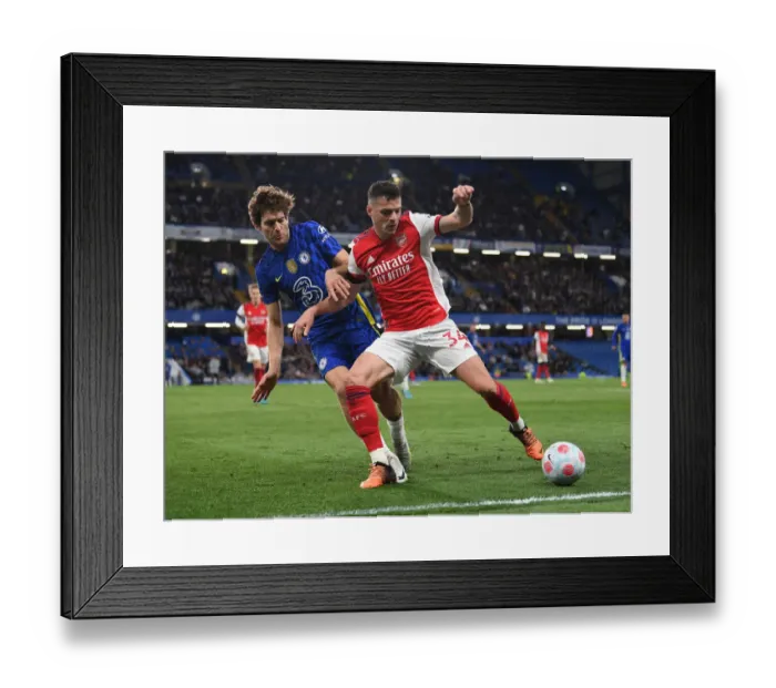Framed Print : Xhaka vs. Alonso: A Premier League Battle at Stamford Bridge