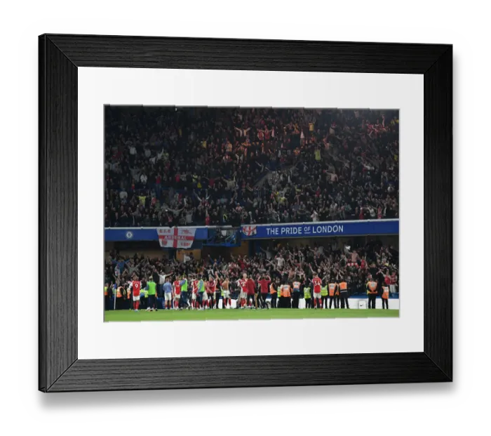 Framed Print : Arsenal Celebrate Premier League Victory at Stamford Bridge vs. Chelsea (2021-22)