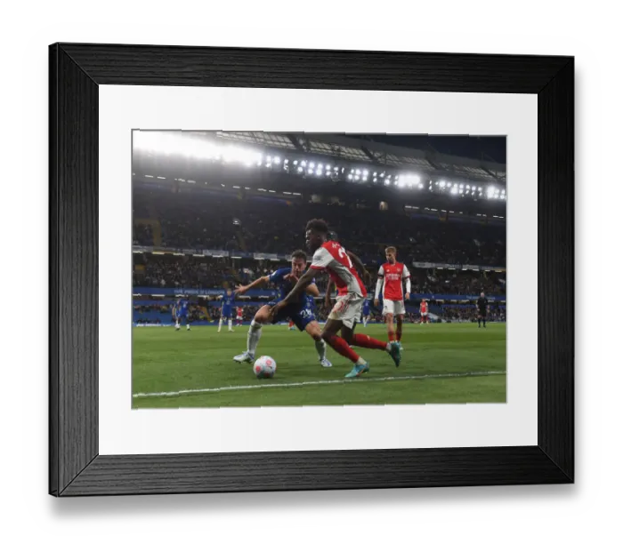 Framed Print : Clash of Titans: Nuno Tavares vs. Cesar Azpilicueta - Chelsea vs. Arsenal, Premier League 2021-22