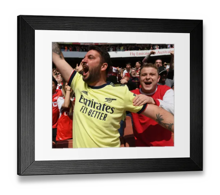 Framed Print : Arsenal's Triumphant Third Goal: Victory Celebration vs Manchester United (2021-22)