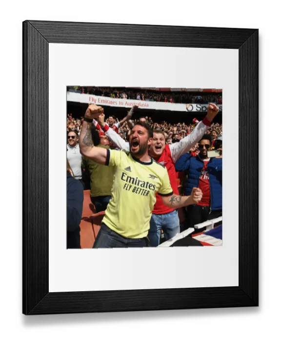 Framed Print : Arsenal's Triumphant Third Goal: Celebrating Victory Over Manchester United (2021-22)
