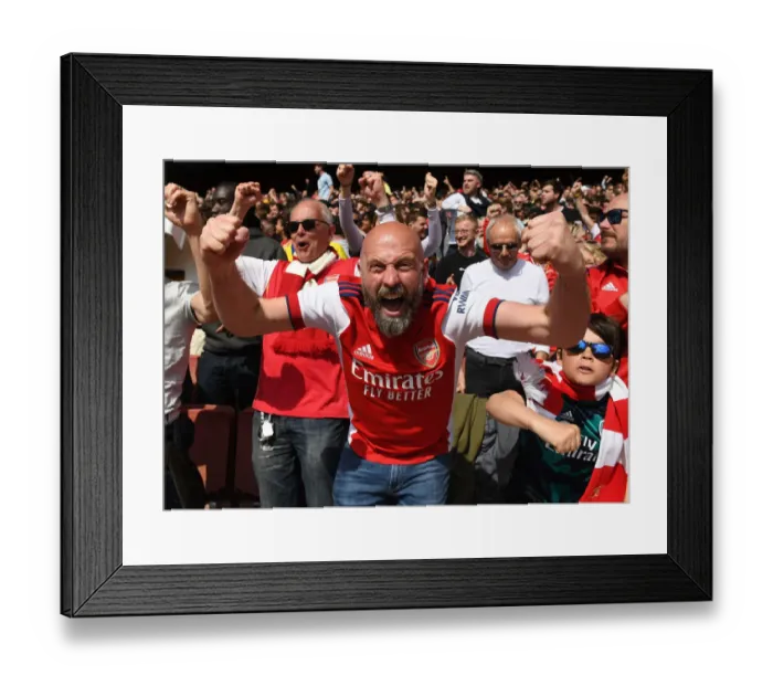 Framed Print : Arsenal Celebrates Third Goal Against Manchester United in Premier League Showdown (2021-22)