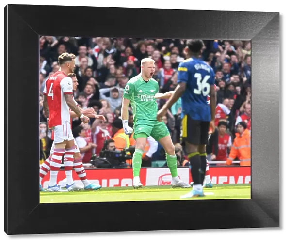 Arsenal Celebrate Manchester United Penalty Miss: Ramsdale's Heroic Moment in Arsenal vs. Manchester United (2021-22)