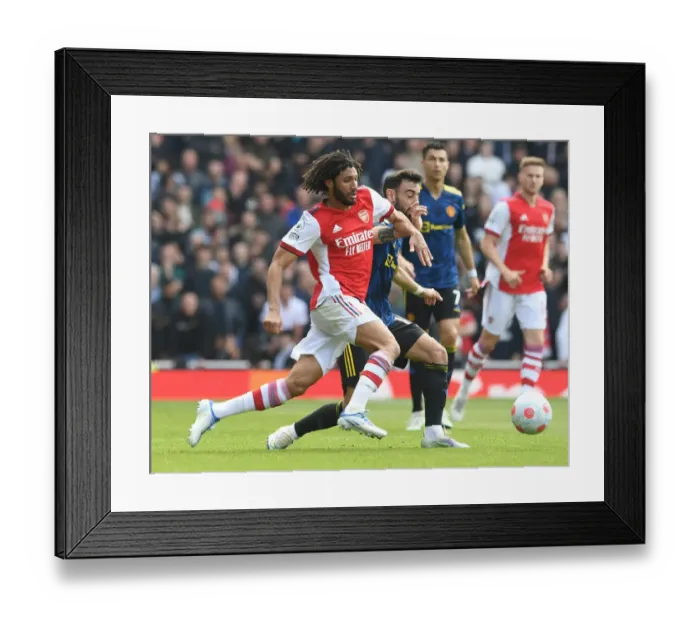 Framed Print : Clash of the Midfield Titans: Elneny vs Fernandes - Arsenal vs Manchester United, Premier League 2021-22