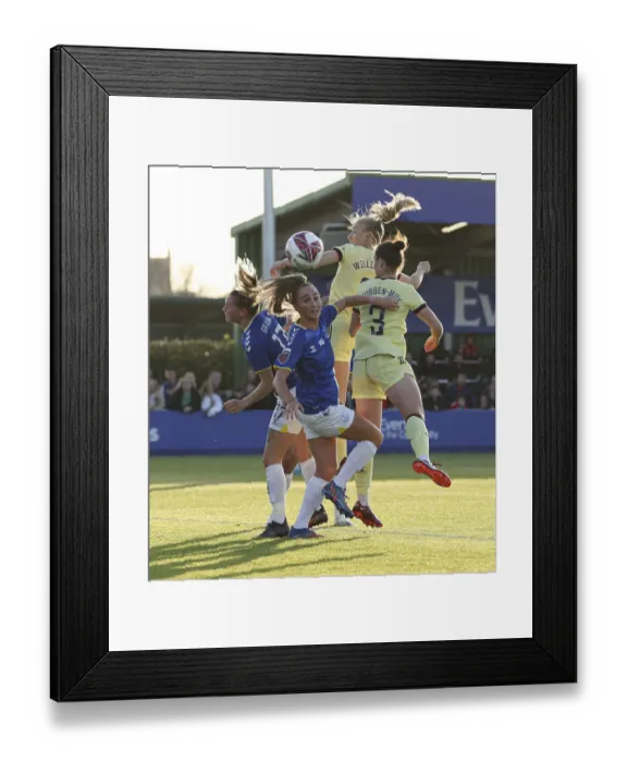 Framed Print : Arsenal Women vs Everton Women: Intense Moment at the FA WSL Match