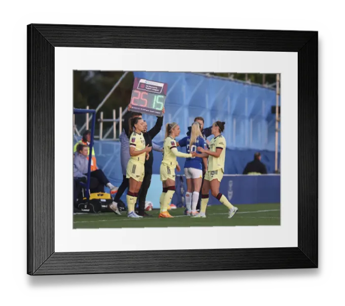 Framed Print : Arsenal Women Substitutions: Katie McCabe and Jordan Nobbs Replace Caitlin Foord Against Everton Women (Barclays FA Womens Super League 2021-22) Framed Print : Arsenal Women Substitutions: Katie McCabe and Jordan Nobbs Replace Caitlin Foord Against Everton Women (Barclays FA Womens Super League 2021-22)
