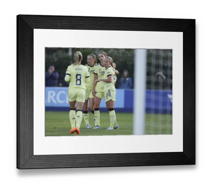 Framed Print : Arsenal Women's Triumph: Beth Mead and Team Celebrate Double Strike Against Everton in FA WSL