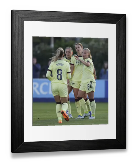 Framed Print : Arsenal Women's Double Victory: Beth Mead and Team Celebrate Goals Against Everton in FA WSL