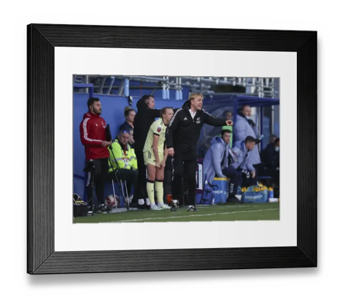 Framed Print : Jonas Eidevall Leads Arsenal Women Against Everton in FA WSL Clash