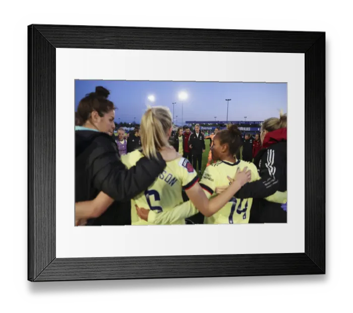 Framed Print : Arsenal Women's Coach Jonas Eidevall Speaks to Team After FA WSL Match Framed Print : Arsenal Women's Coach Jonas Eidevall Speaks to Team After FA WSL Match