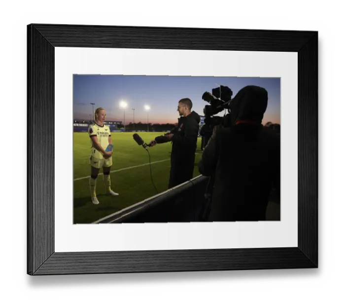 Framed Print : Arsenal's Beth Mead Post-Match Interview: Everton Women vs Arsenal Women, FA WSL 2021-22