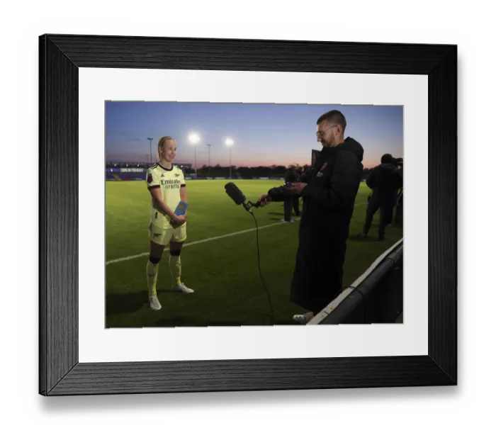 Framed Print : Arsenal's Beth Mead Interviewed After Everton Women vs Arsenal Women FA WSL Match Framed Print : Arsenal's Beth Mead Interviewed After Everton Women vs Arsenal Women FA WSL Match