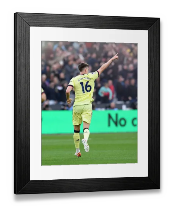 Framed Print : Robby Holding Scores the Opener: West Ham vs. Arsenal, Premier League 2021-22