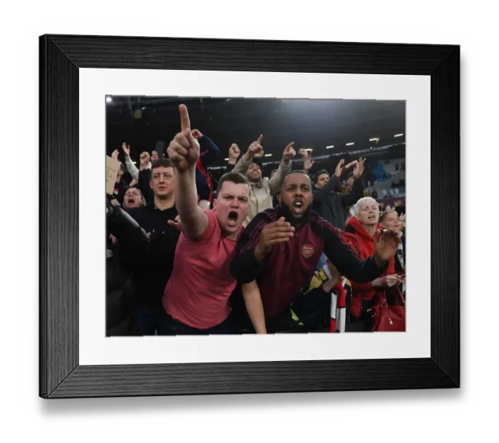 Framed Print : Arsenal Fans Celebrate Victory over West Ham United in Premier League Showdown, London 2022 Framed Print : Arsenal Fans Celebrate Victory over West Ham United in Premier League Showdown, London 2022
