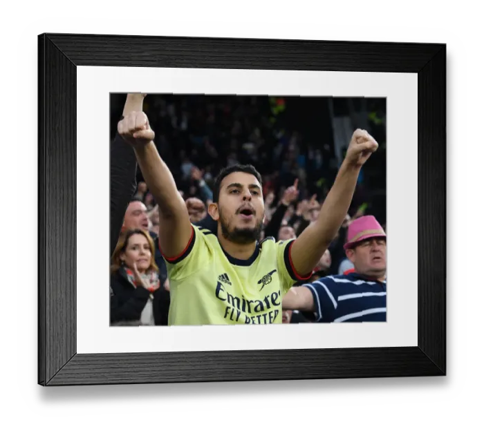 Framed Print : Arsenal's Triumphant Return: Euphoric Fans Celebrate Victory Over West Ham in London's Premier League Showdown, 2022 Framed Print : Arsenal's Triumphant Return: Euphoric Fans Celebrate Victory Over West Ham in London's Premier League Showdown, 2022