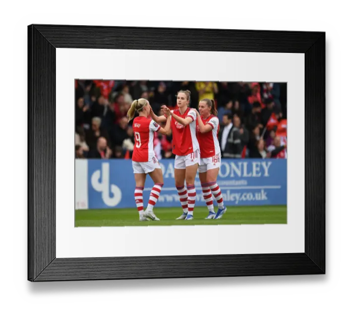 Framed Print : Arsenal Women Celebrate Victory: Vivianne Miedema Scores Second Goal Against Aston Villa Women Framed Print : Arsenal Women Celebrate Victory: Vivianne Miedema Scores Second Goal Against Aston Villa Women