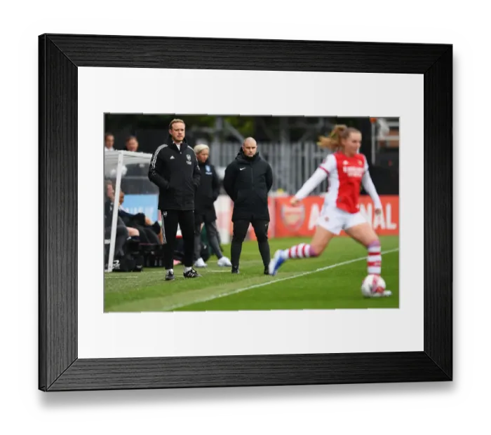 Framed Print : Jonas Eidevall Leads Arsenal Women Against Aston Villa at Meadow Park (FA WSL 2021-22)