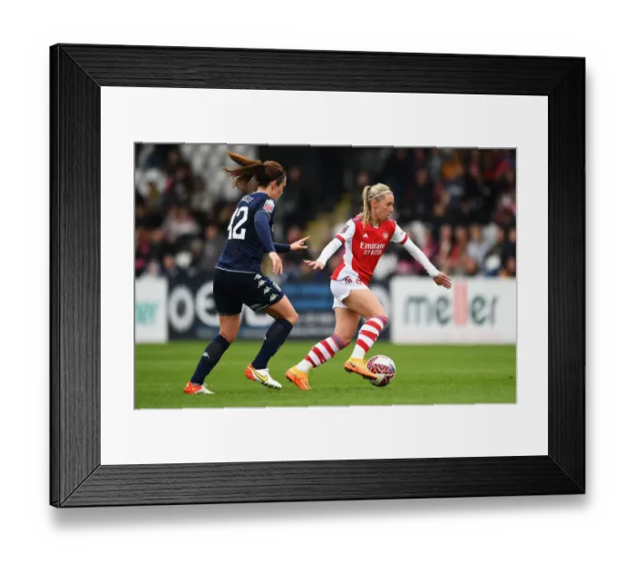 Framed Print : Nobbs vs. Corsie: A FA WSL Rivalry Unfolds - Arsenal Women vs. Aston Villa Women: Intense Battle on the Field