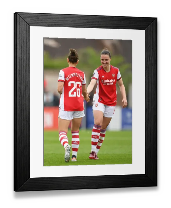 Framed Print : Intense Rivalry: Arsenal Women vs. Aston Villa Women in FA WSL Action - A Focus on Arsenal's Lotte Wubben-Moy and Laura Wienroither