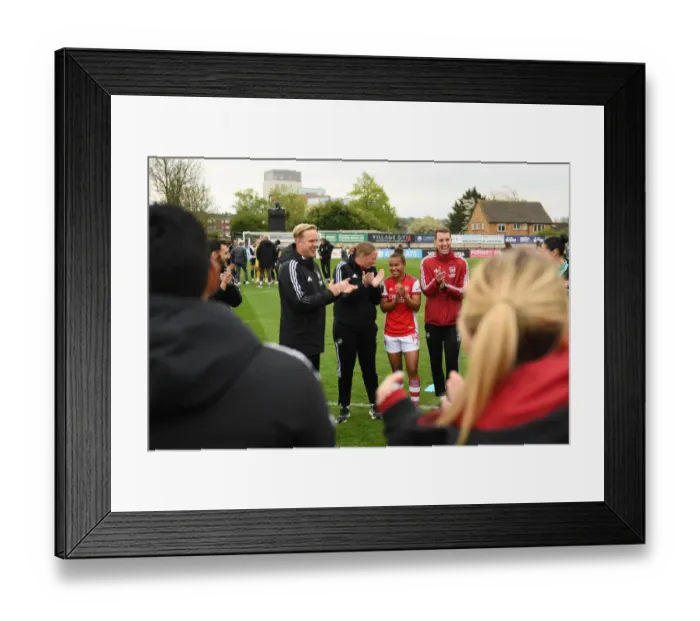 Framed Print : Arsenal Women Celebrate Title Win: Jonas Eidevall and Nikita Parris React to Full-Time Victory over Aston Villa Women Framed Print : Arsenal Women Celebrate Title Win: Jonas Eidevall and Nikita Parris React to Full-Time Victory over Aston Villa Women
