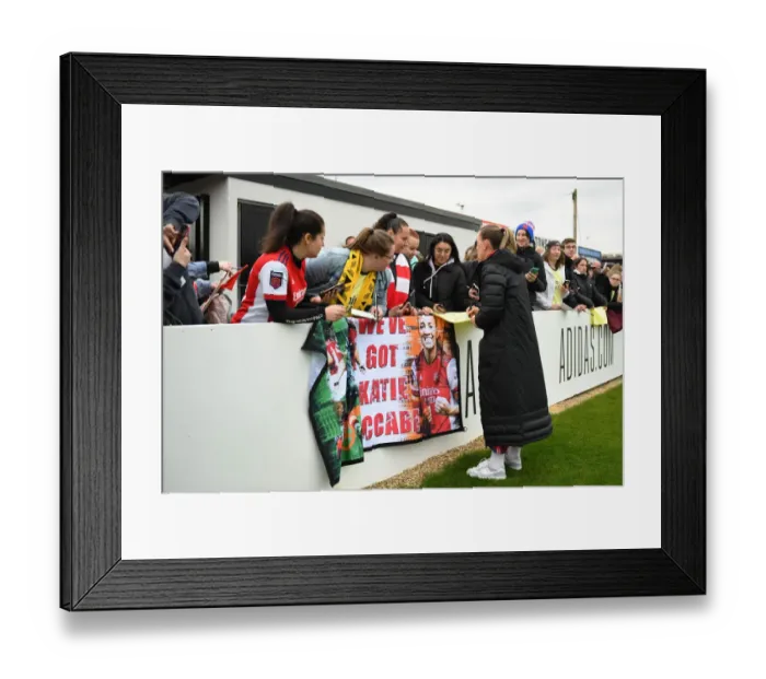 Framed Print : Arsenal Women's Victory: Katie McCabe Greets Adoring Fans at Meadow Park Framed Print : Arsenal Women's Victory: Katie McCabe Greets Adoring Fans at Meadow Park