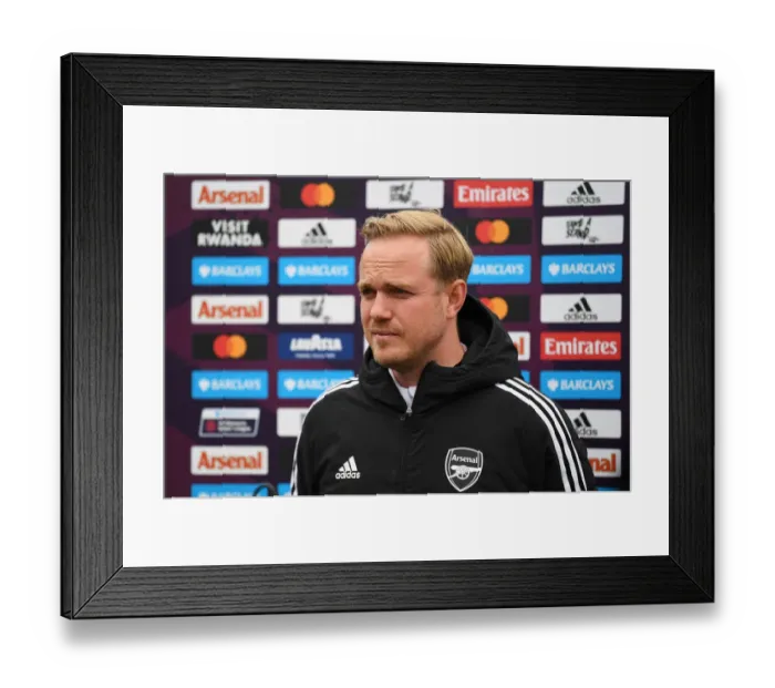 Framed Print : Arsenal Women vs. Aston Villa Women: Jonas Eidevall's Pre-Match Strategies (Barclays FA WSL, 2021-22) - Insights from Arsenal Manager Jonas Eidevall Ahead of Clash with Aston Villa Women