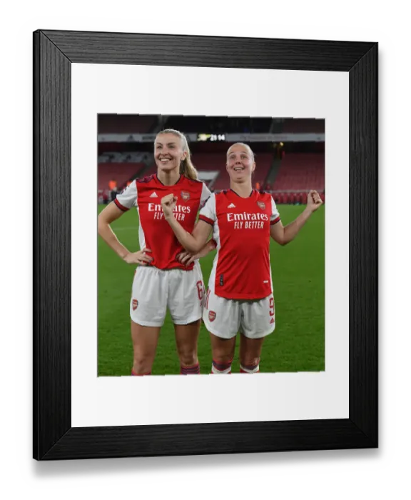 Framed Print : Arsenal Women Celebrate FA WSL Victory: Leah Williamson and Beth Mead Triumph Over Tottenham Hotspur